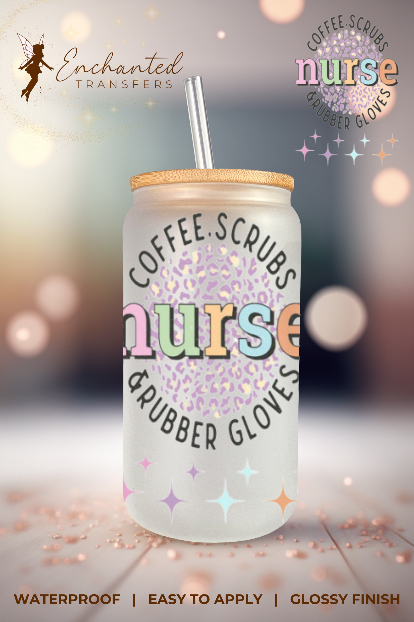 NURSE COFFEE SCRUBS & RUBBER GLOVES (Decal)